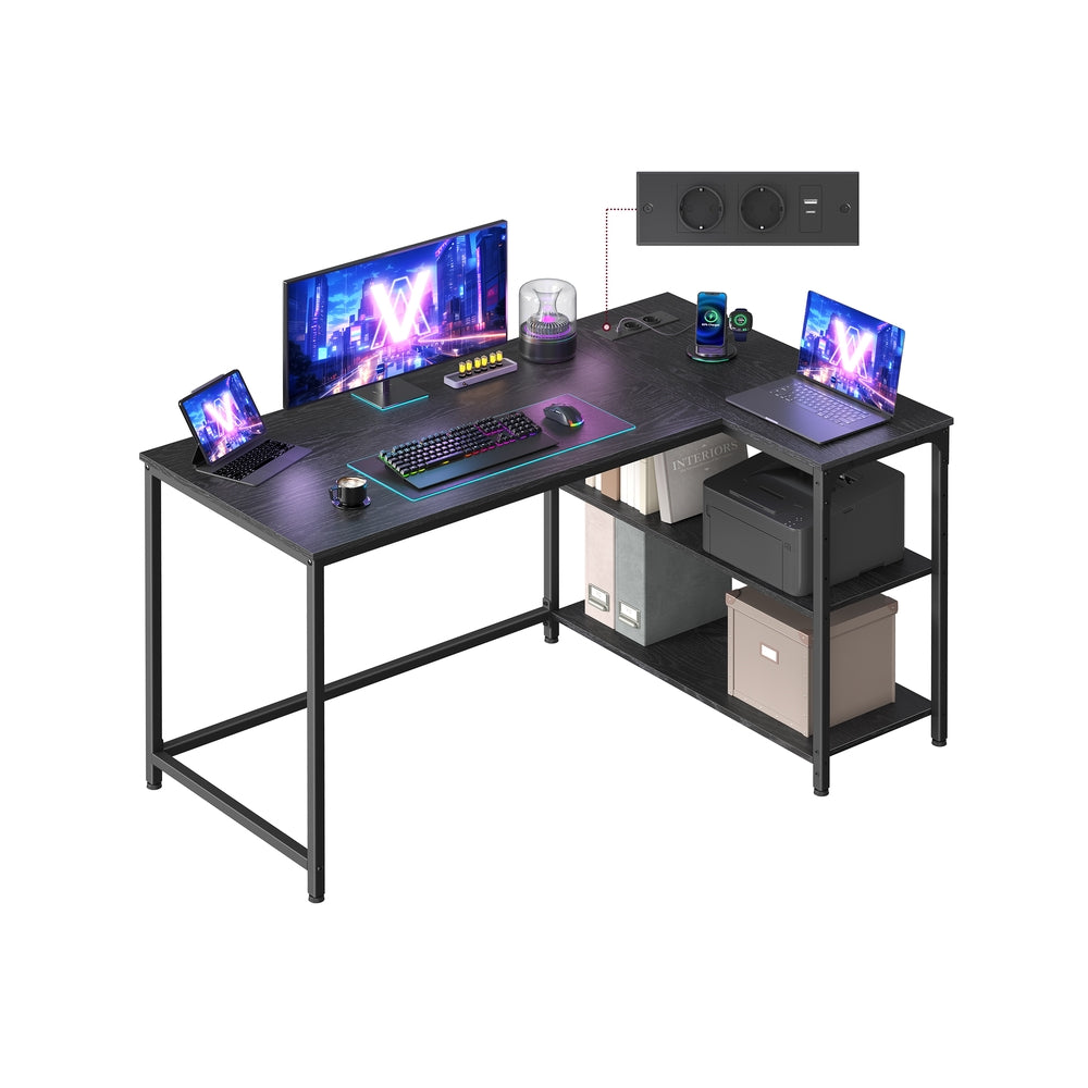 L-vormig hoekbureau zwart