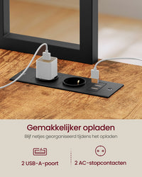 L-vormig Hoekbureau met LED-verlichting, Stopcontacten en 3 Lades