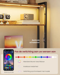 L-vormig Hoekbureau met LED-verlichting, Stopcontacten en 3 Lades
