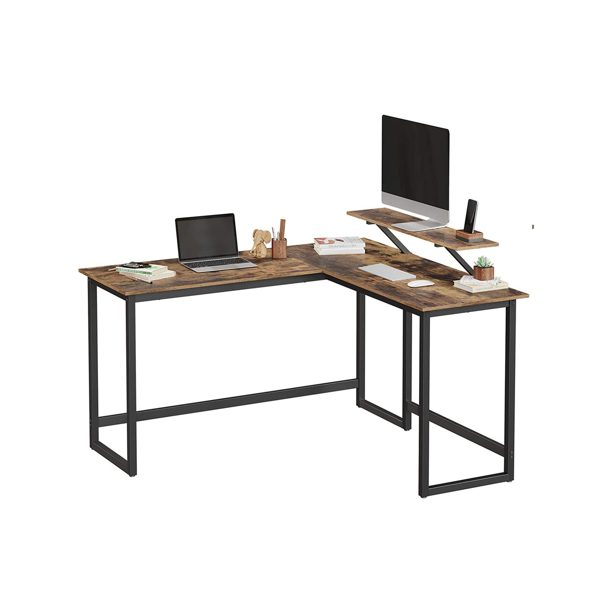 L-vormig Hoekbureau met Verplaatsbare Monitorstandaard