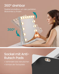 Make-upspiegel met 15 Ledlampen, USB-poorten en 10x Vergrotende Spiegel, 58 x 43 cm