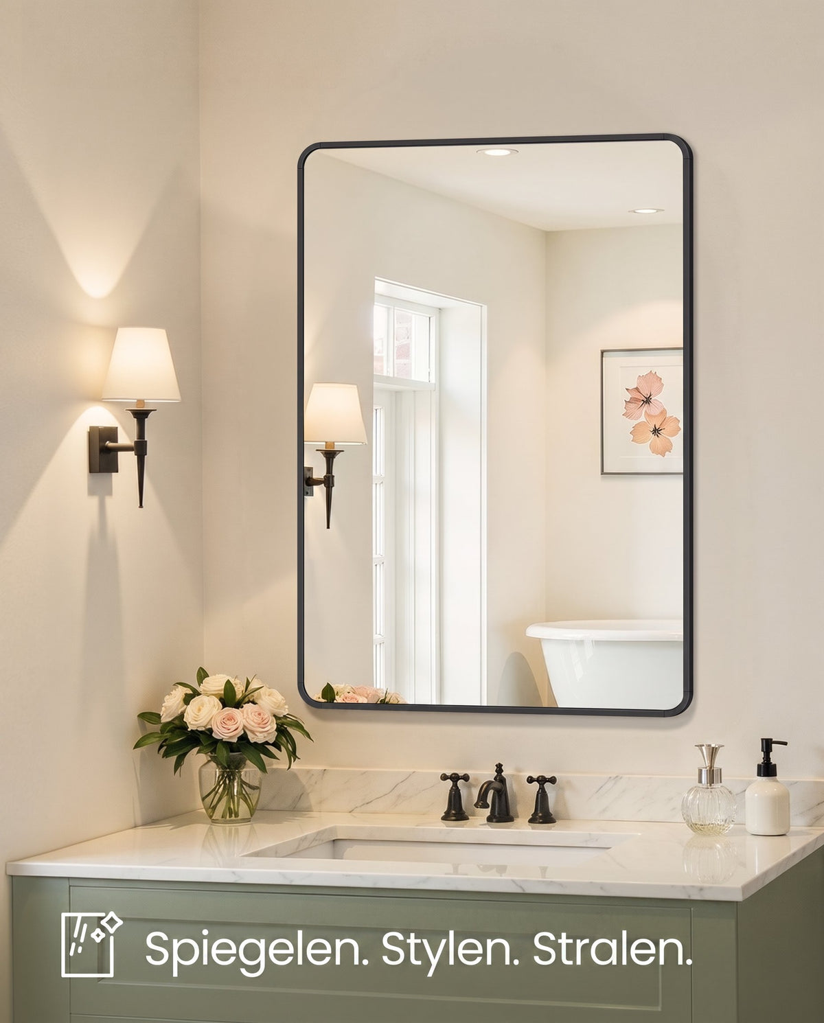 Wandspiegel met Aluminium Frame en Veiligheidsfolie, 91 x 61 cm