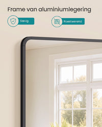 Wandspiegel met Aluminium Frame en Veiligheidsfolie, 91 x 61 cm