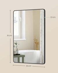 Wandspiegel met Aluminium Frame en Veiligheidsfolie, 91 x 61 cm
