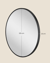 Ronde Wandspiegel van 105 cm met Zwart Metalen Frame