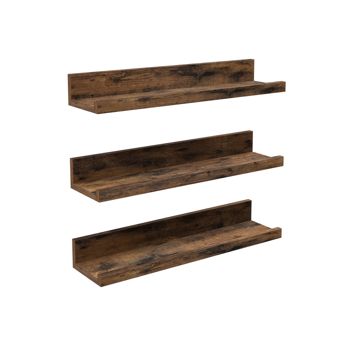Zwevende Wandplanken Set van 3 met Opstaande Voorkant, 38 cm