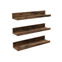 Zwevende Wandplanken Set van 3 met Opstaande Voorkant, 38 cm