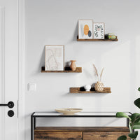 Zwevende Wandplanken Set van 3 met Opstaande Voorkant, 38 cm