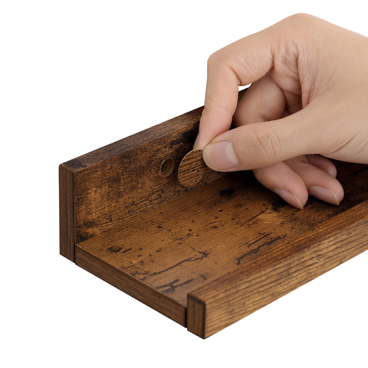 Zwevende Wandplanken Set van 3 met Opstaande Voorkant, 38 cm