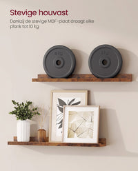 Zwevende Wandplanken Set van 3 met Opstaande Voorkant, 38 cm