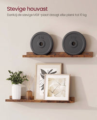 Zwevende Wandplanken Set van 3 met Opstaande Voorkant, 38 cm