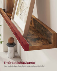 Zwevende Wandplanken Set van 3 met Opstaande Voorkant, 38 cm