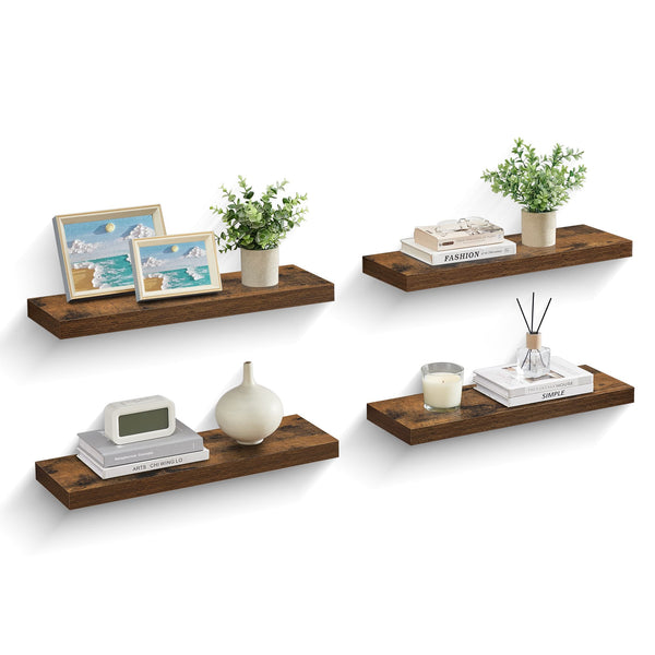 Zwevende Wandplanken Set van 4 in Vintage Bruin, 20 x 60 x 3,8 cm