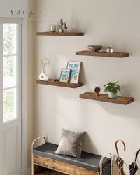 Zwevende Wandplanken Set van 4 in Vintage Bruin, 20 x 60 x 3,8 cm