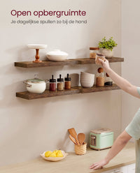 Zwevende Wandplanken Set van 4 in Vintage Bruin, 20 x 60 x 3,8 cm