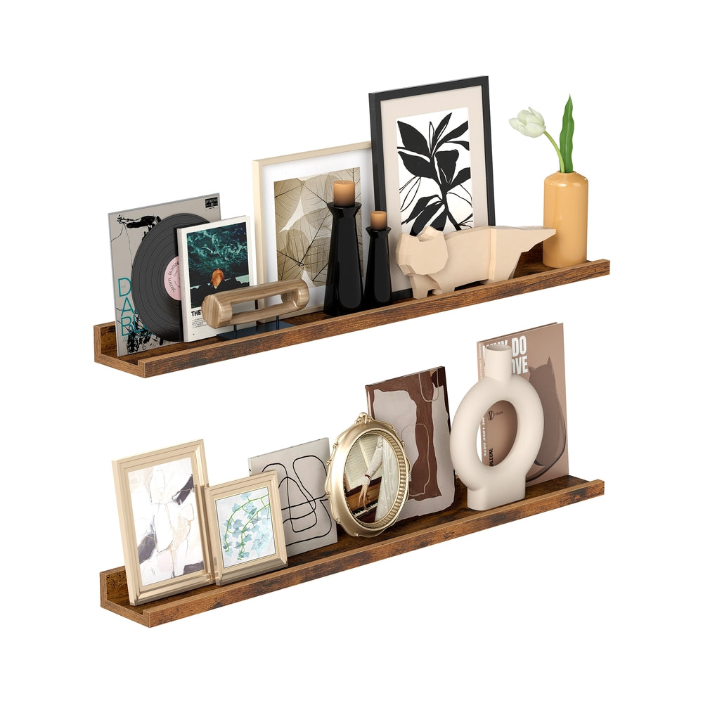 Zwevende Wandplanken Set van 3 met Opstaande Voorkant, 38 cm