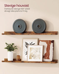 Zwevende Wandplanken Set van 3 met Opstaande Voorkant, 38 cm