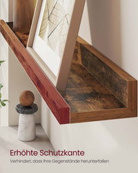 Zwevende Wandplanken Set van 3 met Opstaande Voorkant, 38 cm