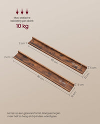 Zwevende Wandplanken Set van 3 met Opstaande Voorkant, 38 cm
