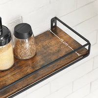 Zwevende Wandplanken Set van 2 met Ophangstang, Vintage Bruin