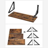 Zwevende Wandplanken Set van 3 met Zwart Stalen Frame, Vintage Bruin
