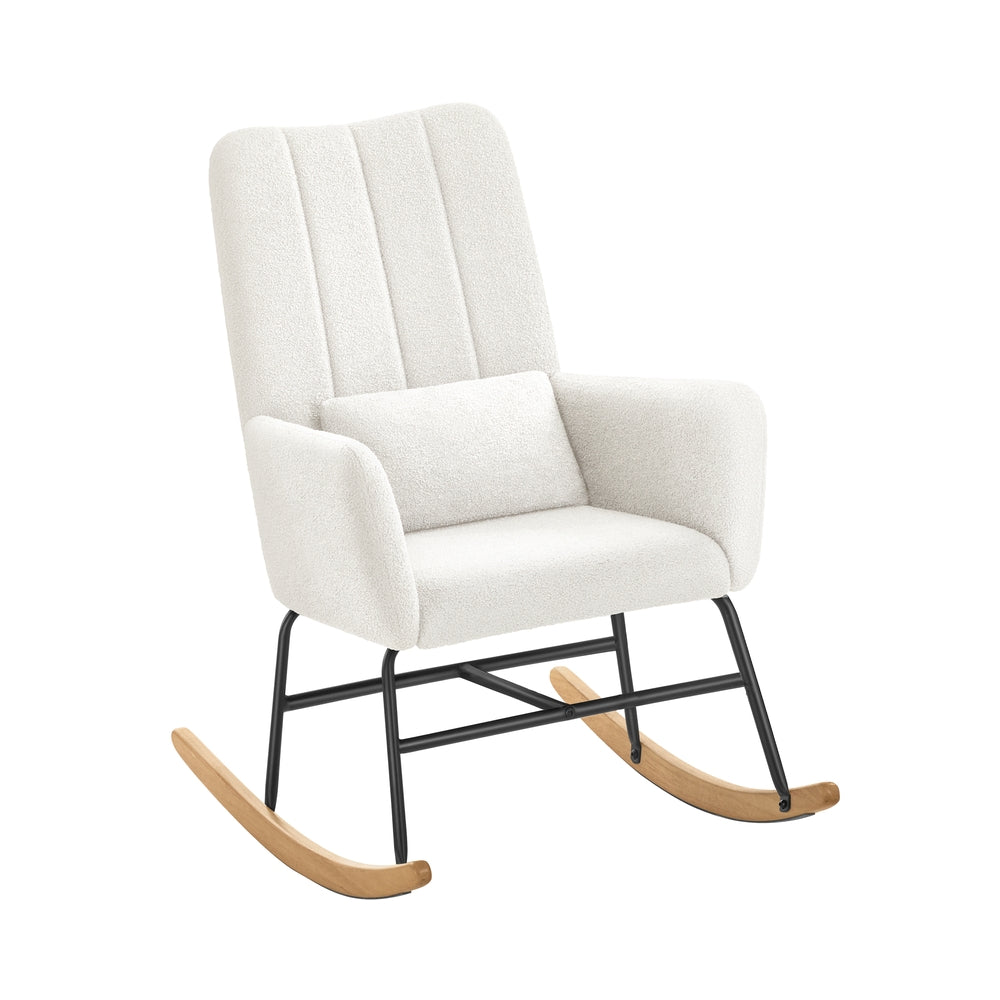 Schommelstoel met Armleuningen en Zachte Fleece Bekleding