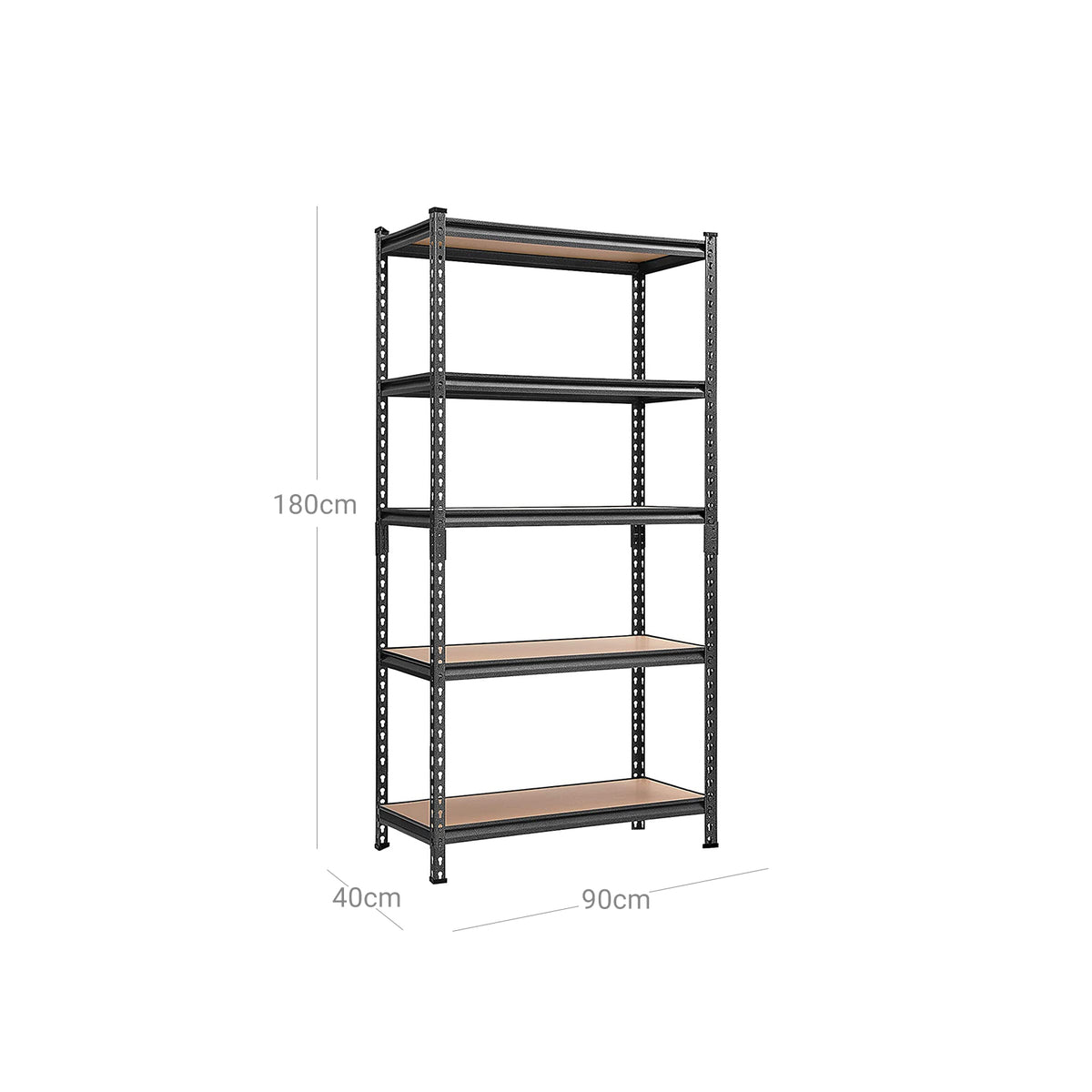 Zwaar Metalen Opbergrek met 5 Verstelbare Planken, 90 x 180 x 40 cm