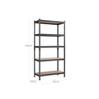 Zwaar Metalen Opbergrek met 5 Verstelbare Planken, 90 x 180 x 40 cm