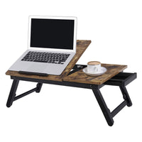 Laptoptafel met Inklapbare Bamboe Poten en Lade, 55 x 35 cm
