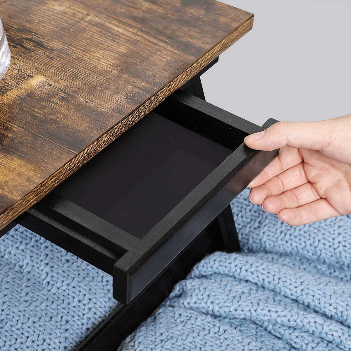 Laptoptafel met Inklapbare Bamboe Poten en Lade, 55 x 35 cm