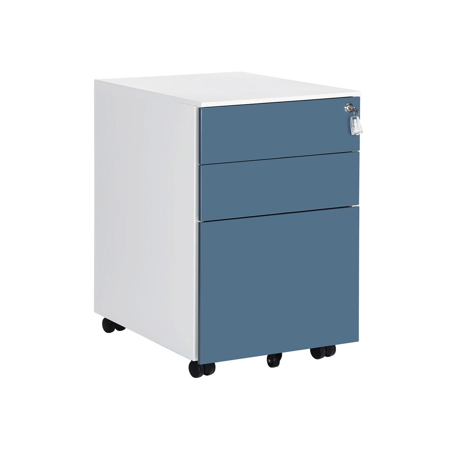 Stalen Rolcontainer met 3 Laden en Hangmap, 52x39x60 cm