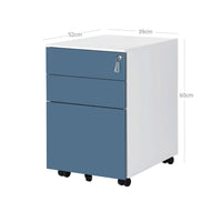 Stalen Rolcontainer met 3 Laden en Hangmap, 52x39x60 cm