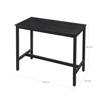 Bartafel met Robuust Metalen Frame en Houtlook, 120 x 60 x 90 cm