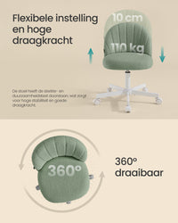 Bureaustoel met Fleece Bekleding en Zachte Vulling, in Hoogte Verstelbaar