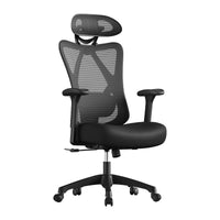 Bureaustoel met Verstelbare Lendensteun en Netrugleuning in Zwart, 70 x 70 x (115-125) cm