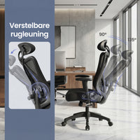 Bureaustoel met Verstelbare Lendensteun en Netrugleuning in Zwart, 70 x 70 x (115-125) cm