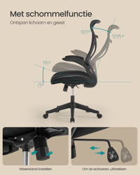Ergonomische Bureaustoel met Opklapbare Armleuningen en Hoofdsteun, tot 150 kg