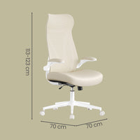 Bureaustoel met Opklapbare Armleuningen en S-Vormige Rugleuning in Beige, 70 x 70 cm