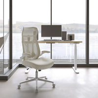 Bureaustoel met Opklapbare Armleuningen en S-Vormige Rugleuning in Beige, 70 x 70 cm