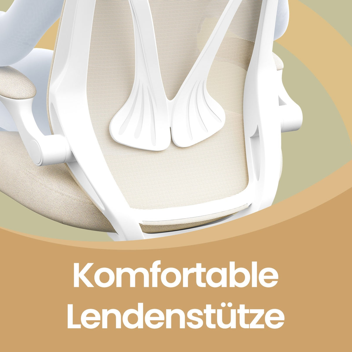 Bureaustoel met Opklapbare Armleuningen en S-Vormige Rugleuning in Beige, 70 x 70 cm