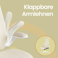 Bureaustoel met Opklapbare Armleuningen en S-Vormige Rugleuning in Beige, 70 x 70 cm
