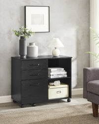 Verrijdbare Archiefkast met 3 Lades en 2 Open Vakken, 80 x 40 x 66 cm