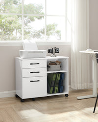 Verrijdbare Archiefkast met 3 Lades en 2 Open Vakken, 80 x 40 x 66 cm