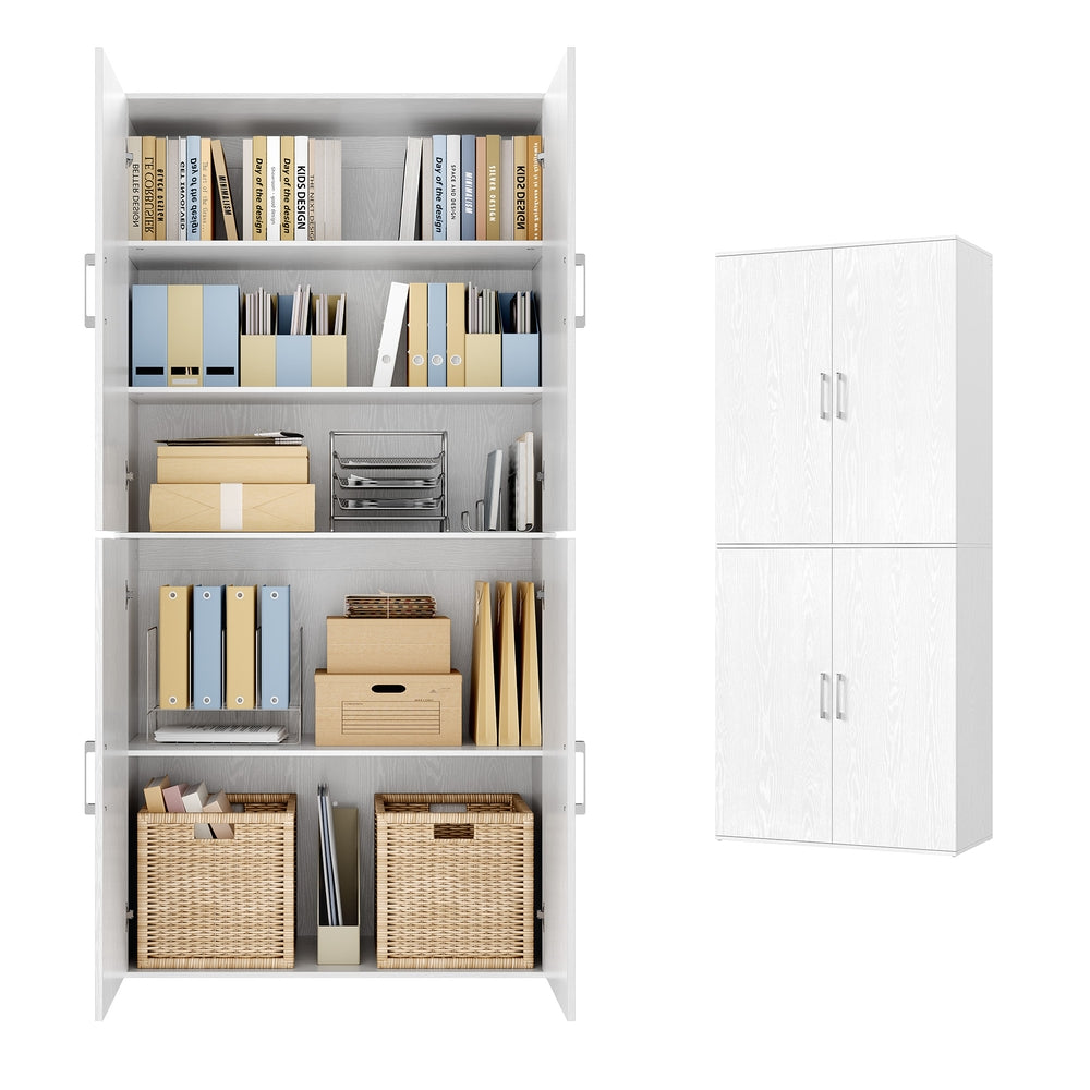 Multifunctionele Opbergkast met 4 Deuren en 5 Planken, 80 x 40 x 180 cm