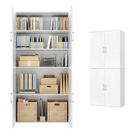 Multifunctionele Opbergkast met 4 Deuren en 5 Planken, 80 x 40 x 180 cm