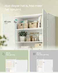 Multifunctionele Opbergkast met 4 Deuren en 5 Planken, 80 x 40 x 180 cm