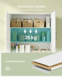Multifunctionele Opbergkast met 4 Deuren en 5 Planken, 80 x 40 x 180 cm