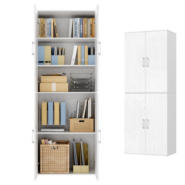 Multifunctionele Opbergkast met 4 Deuren en 5 Planken, 60 x 40 x 180 cm