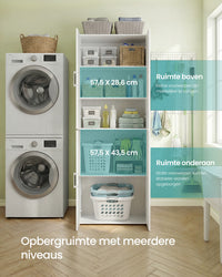 Multifunctionele Opbergkast met 4 Deuren en 5 Planken, 60 x 40 x 180 cm