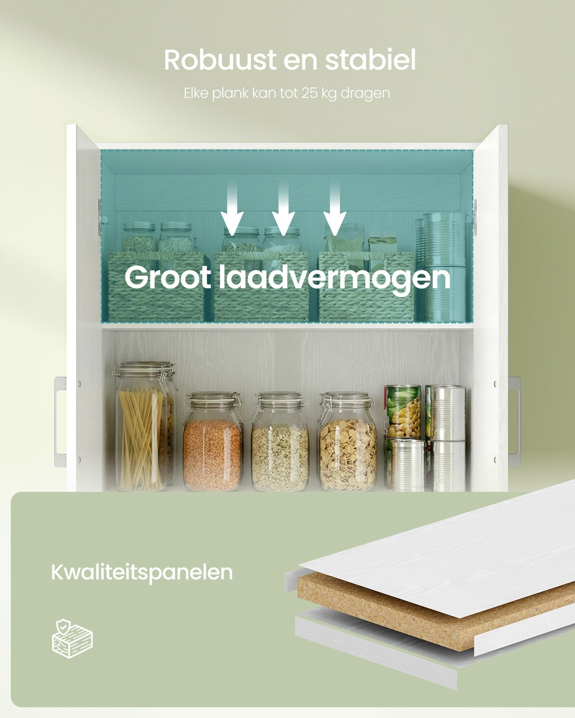 Multifunctionele Opbergkast met 4 Deuren en 5 Planken, 60 x 40 x 180 cm
